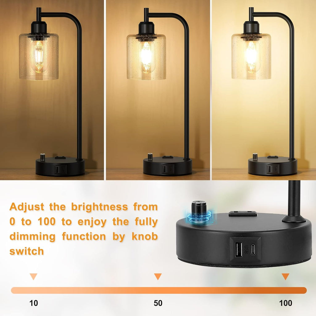 Industrial Table Lamps for Bedrooms Set of 2