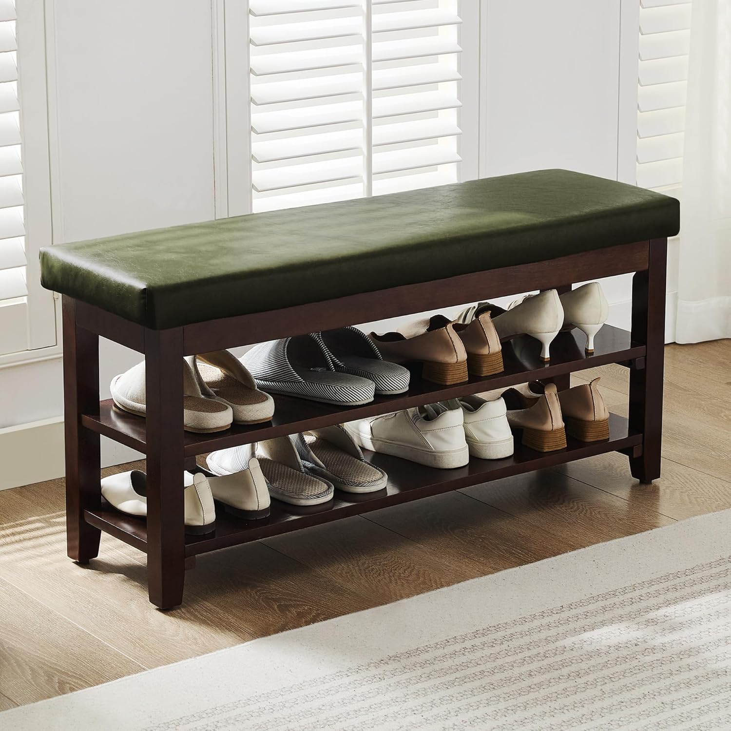 Shoe Bench with Leather Cushion