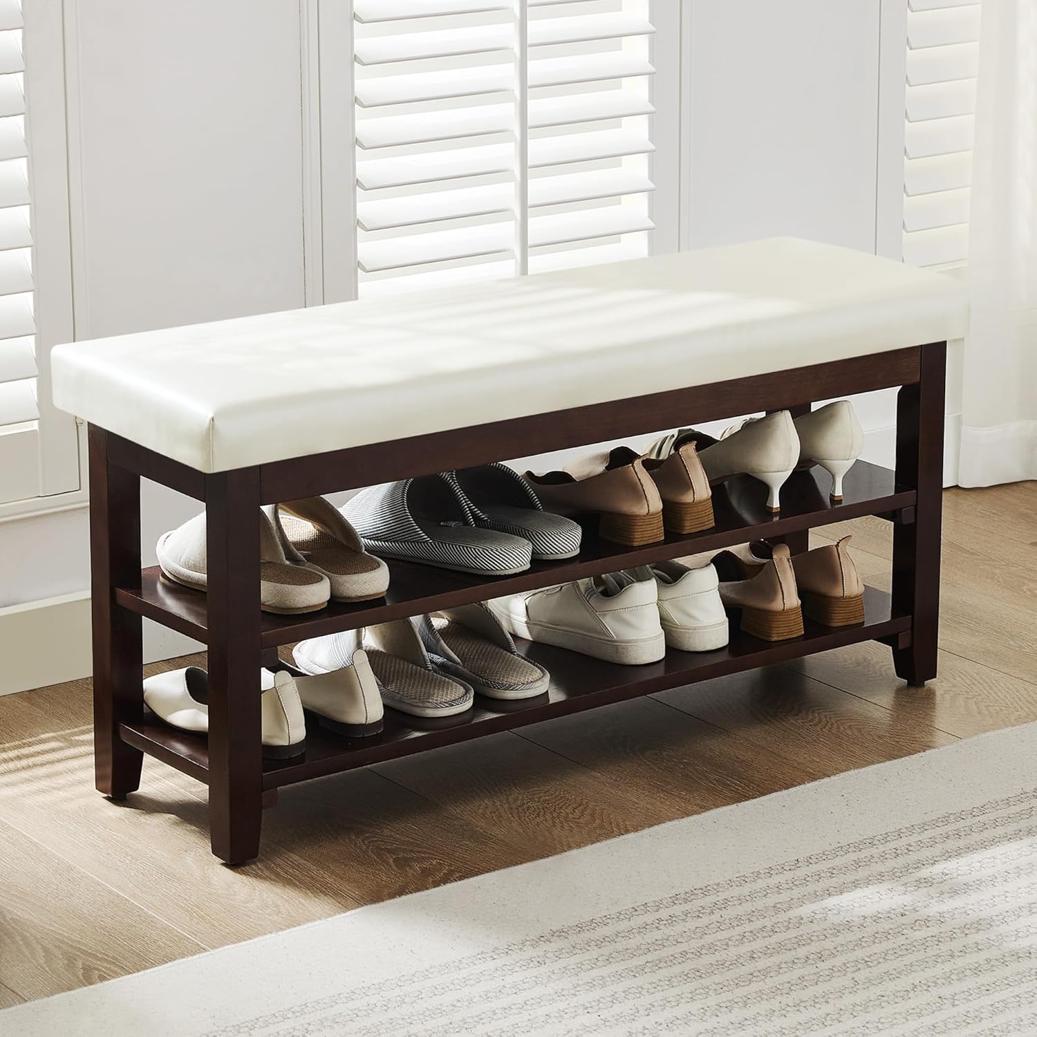 Shoe Bench with Leather Cushion